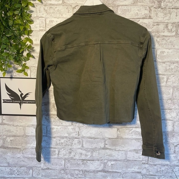 NWT SAM EDELMAN The Aimme Jacket Moss Green Army Denim Jean Jacket Size XS - Picture 7 of 9